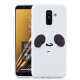 For Samsung A6 plus 2018 Cute Coloured Painted TPU Anti-scratch Non-slip Protective Cover Back Case with Lanyard Light blue