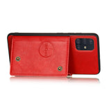 For Samsung A51 Cellphone Cover Back Case Double Buckle PU Leather with Card Slots Shell black