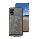For Samsung A51 Cellphone Cover Back Case Double Buckle PU Leather with Card Slots Shell gray