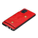 For Samsung A51 Cellphone Cover Back Case Double Buckle PU Leather with Card Slots Shell black