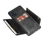 For Samsung A51 Cellphone Cover Back Case Double Buckle PU Leather with Card Slots Shell black