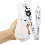 For Samsung A10S A20S TPU Full Protective Cartoon Mobile Phone Cover with Coin Purse+Hanging Lanyard 6 white big bear