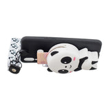 For Samsung A10S A20S TPU Full Protective Cartoon Mobile Phone Cover with Coin Purse+Hanging Lanyard 4 black pandas