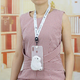 For Samsung A10S A20S TPU Full Protective Cartoon Mobile Phone Cover with Coin Purse+Hanging Lanyard 6 white big bear