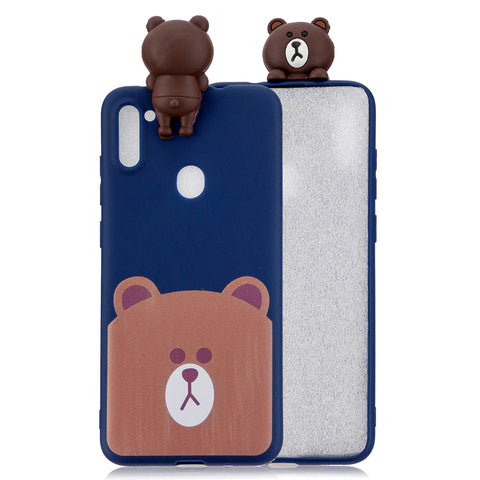 For Samsung A11 Soft TPU Back Cover 3D Cartoon Painting Mobile Phone Case Shell Little bear