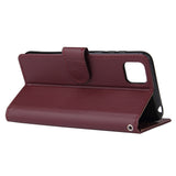 For HUAWEI PSmart 2020/Y5P/Y6P PU Leather Mobile Phone Cover with 3 Cards Slots Phone Frame Red wine