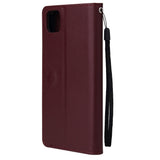 For HUAWEI PSmart 2020/Y5P/Y6P PU Leather Mobile Phone Cover with 3 Cards Slots Phone Frame Red wine