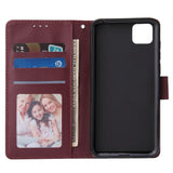 For HUAWEI PSmart 2020/Y5P/Y6P PU Leather Mobile Phone Cover with 3 Cards Slots Phone Frame Red wine