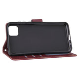 For HUAWEI PSmart 2020/Y5P/Y6P PU Leather Mobile Phone Cover with 3 Cards Slots Phone Frame Red wine
