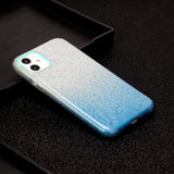 For iphone X/XS/XR/XS MAX/11/11 pro MAX Phone Case Gradient Color Glitter Powder Phone Cover with Airbag Bracket blue
