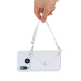 For HUAWEI P30/P30 Lite/P30 Pro Mobile Phone Cover with Pu Leather Card Holder + Hand Rope + Straddle Rope white