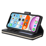 For iphone X/XS/XS MAX/11/11Pro Pu Leather  Mobile Phone Cover Zipper Card Bag + Wrist Strap black