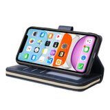 For iphone X/XS/XS MAX/11/11Pro Pu Leather  Mobile Phone Cover Zipper Card Bag + Wrist Strap blue
