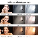 Rotatable LED Fill Light Dimmable Flexible Dual Arm for Cellphone Live Video Selfie Photography base version + light stand