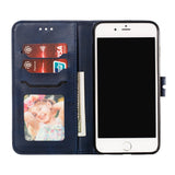 For iPhone 6 plus/6S plus/7 plus/8 plus Wallet-type Cute Cartoon Embossed Happy Cat PU Leather Protective Phone Case with Buckle & Bracket blue