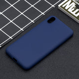 For Redmi 7A Lovely Candy Color Matte TPU Anti-scratch Non-slip Protective Cover Back Case Navy