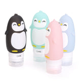Cute Cartoon Penguin Portable Silicone Travel Bottles Travel Containers for Shampoo Conditioner Liquid Lotion black