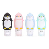 Cute Cartoon Penguin Portable Silicone Travel Bottles Travel Containers for Shampoo Conditioner Liquid Lotion black