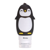 Cute Cartoon Penguin Portable Silicone Travel Bottles Travel Containers for Shampoo Conditioner Liquid Lotion black
