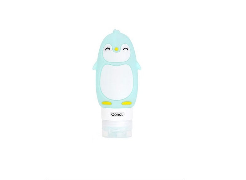 Cute Cartoon Penguin Portable Silicone Travel Bottles Travel Containers for Shampoo Conditioner Liquid Lotion green