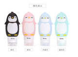 Cute Cartoon Penguin Portable Silicone Travel Bottles Travel Containers for Shampoo Conditioner Liquid Lotion black