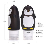 Cute Cartoon Penguin Portable Silicone Travel Bottles Travel Containers for Shampoo Conditioner Liquid Lotion black