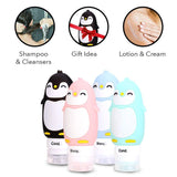 Cute Cartoon Penguin Portable Silicone Travel Bottles Travel Containers for Shampoo Conditioner Liquid Lotion black