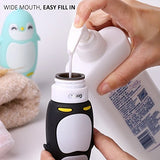 Cute Cartoon Penguin Portable Silicone Travel Bottles Travel Containers for Shampoo Conditioner Liquid Lotion black