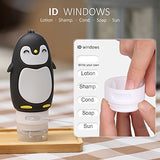 Cute Cartoon Penguin Portable Silicone Travel Bottles Travel Containers for Shampoo Conditioner Liquid Lotion black