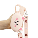 For Samsung A10/A20/A30 Case Mobile Phone Shell Shockproof TPU Cellphone Cover with Cartoon Cat Pig Panda Coin Purse Lovely Shoulder Starp  Pink