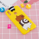 For Huawei Y6 2019 3D Cartoon Lovely Coloured Painted Soft TPU Back Cover Non-slip Shockproof Full Protective Case Striped bear