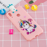 For Huawei Y6 2019 3D Cartoon Lovely Coloured Painted Soft TPU Back Cover Non-slip Shockproof Full Protective Case Music unicorn