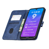 For HUAWEI Y7 2019 Denim Pattern Solid Color Flip Wallet PU Leather Protective Phone Case with Buckle & Bracket blue