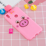 For Huawei Y6 2019 3D Cartoon Lovely Coloured Painted Soft TPU Back Cover Non-slip Shockproof Full Protective Case Small pink pig