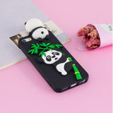 For iPhone 5/5S/SE/6/6S/6 Plus/6S Plus/7/8/7 Plus/8 Plus Phone Case 3D Cartoon Panda Bamboo Cellphone Back Shell Shockproof Smartphone Cover Black