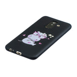 For Samsung A6 plus 2018 Cute Coloured Painted TPU Anti-scratch Non-slip Protective Cover Back Case with Lanyard black