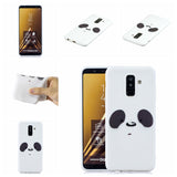 For Samsung A6 plus 2018 Cute Coloured Painted TPU Anti-scratch Non-slip Protective Cover Back Case with Lanyard white