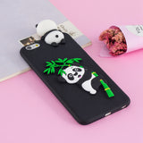 For iPhone 5/5S/SE/6/6S/6 Plus/6S Plus/7/8/7 Plus/8 Plus Phone Case 3D Cartoon Panda Bamboo Cellphone Back Shell Shockproof Smartphone Cover Black