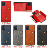 For Samsung A51 Cellphone Cover Back Case Double Buckle PU Leather with Card Slots Shell red