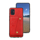 For Samsung A51 Cellphone Cover Back Case Double Buckle PU Leather with Card Slots Shell red