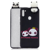 For Samsung A11 Soft TPU Back Cover 3D Cartoon Painting Mobile Phone Case Shell Two pandas