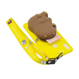 For Samsung A10S A20S TPU Full Protective Cartoon Mobile Phone Cover with Coin Purse+Hanging Lanyard 1 yellow brown bear