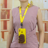 For Samsung A10S A20S TPU Full Protective Cartoon Mobile Phone Cover with Coin Purse+Hanging Lanyard 1 yellow brown bear