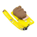 For Samsung A10S A20S TPU Full Protective Cartoon Mobile Phone Cover with Coin Purse+Hanging Lanyard 1 yellow brown bear