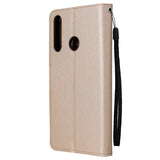 For HUAWEI PSmart 2020/Y5P/Y6P PU Leather Mobile Phone Cover with 3 Cards Slots Phone Frame Golden