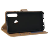 For HUAWEI PSmart 2020/Y5P/Y6P PU Leather Mobile Phone Cover with 3 Cards Slots Phone Frame Golden