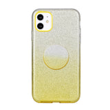 For iphone X/XS/XR/XS MAX/11/11 pro MAX Phone Case Gradient Color Glitter Powder Phone Cover with Airbag Bracket yellow
