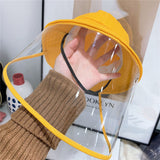 Kids Anti Droplets Yellow Children Protective Hat Cap With Face Guard Sunproof Dustproof Little yellow hat_One size