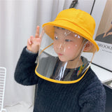Kids Anti Droplets Yellow Children Protective Hat Cap With Face Guard Sunproof Dustproof Little yellow hat_One size