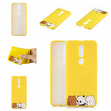 For OPPO F11 PRO Cartoon Lovely Coloured Painted Soft TPU Back Cover Non-slip Shockproof Full Protective Case with Lanyard yellow